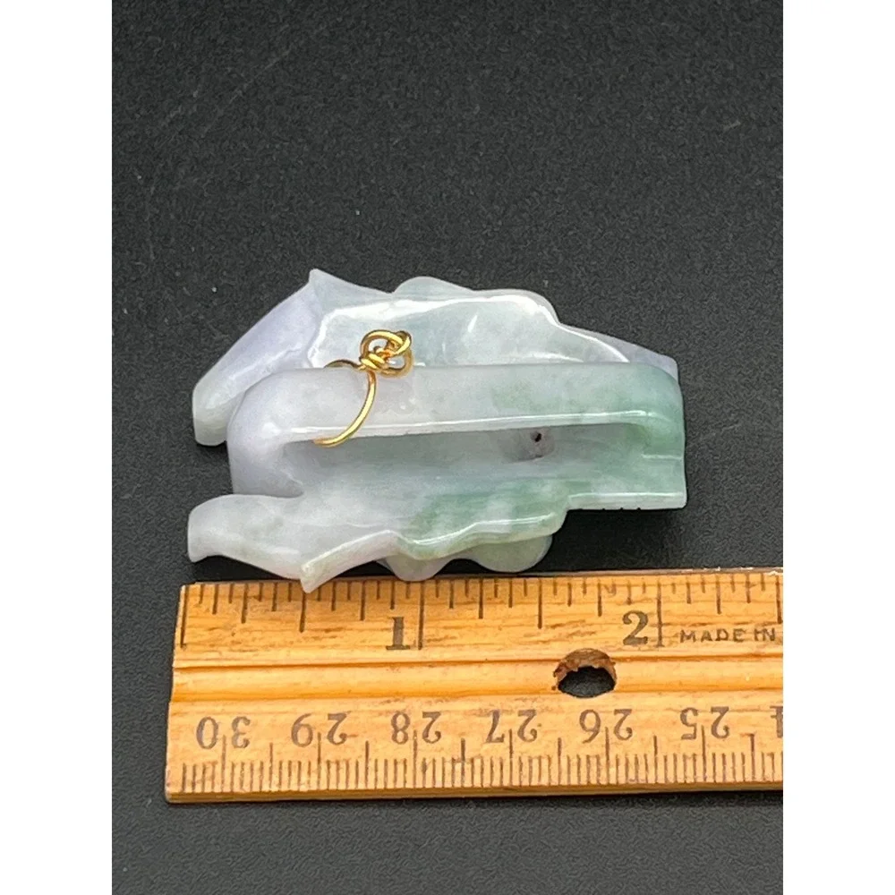 Hand Carved Burmese Jadeite Belt Buckle Lavender & Green Pixiu pendant Protector